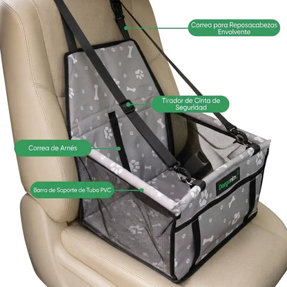 Transportín elevador perro pequeño en coche - Dargonim RideSafe instalado
