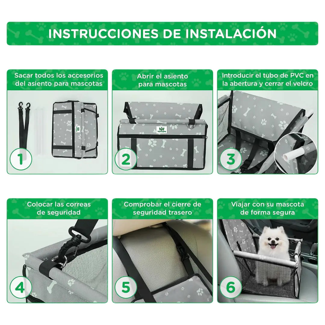 Cesta segura para perros en coche - correas reposacabezas Dargonim
