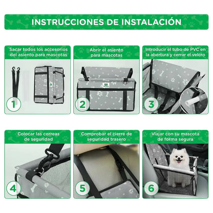 Cesta segura para perros en coche - correas reposacabezas Dargonim